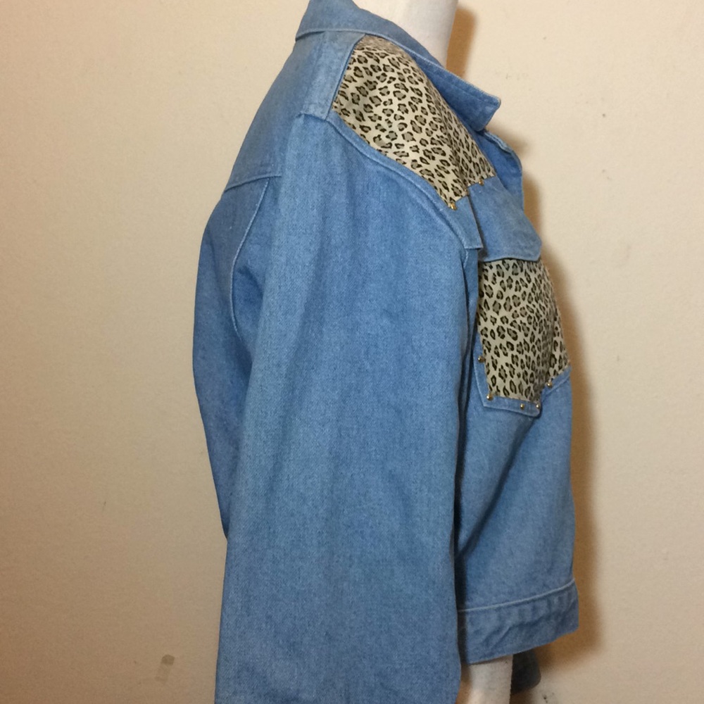 Women’s Vintage denim jacket leopard spots size M - Picture 4 of 8